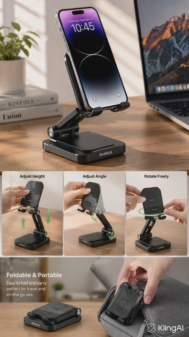 360° Rotating Phone & Tablet Stand – Adjustable Metal Desk Stand